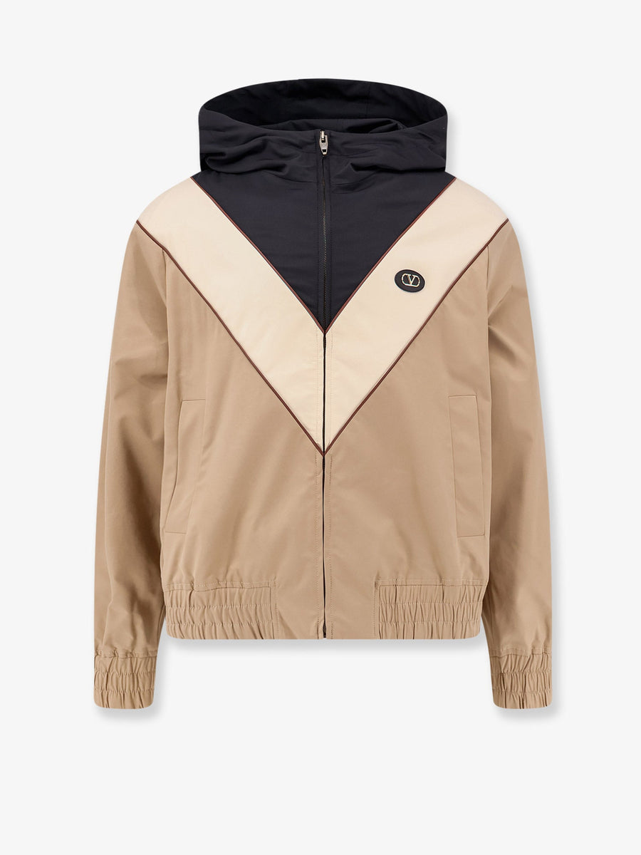 Jacket With Vlogo Signature Patch Beige Polyester