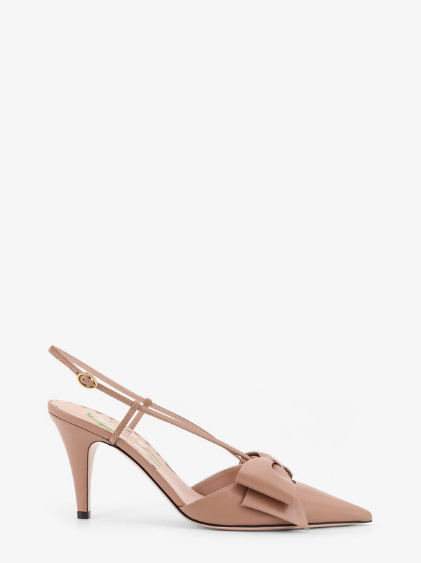 Leather Décolleté Slingback Pink Pumps
