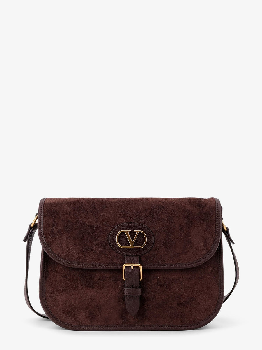 Leather Shoulder Bag Brown Suede