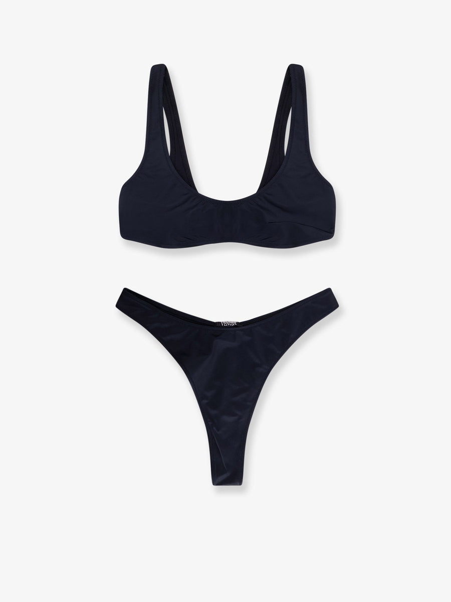 Bikini High-Waisted Blue Polyamide Swimwear