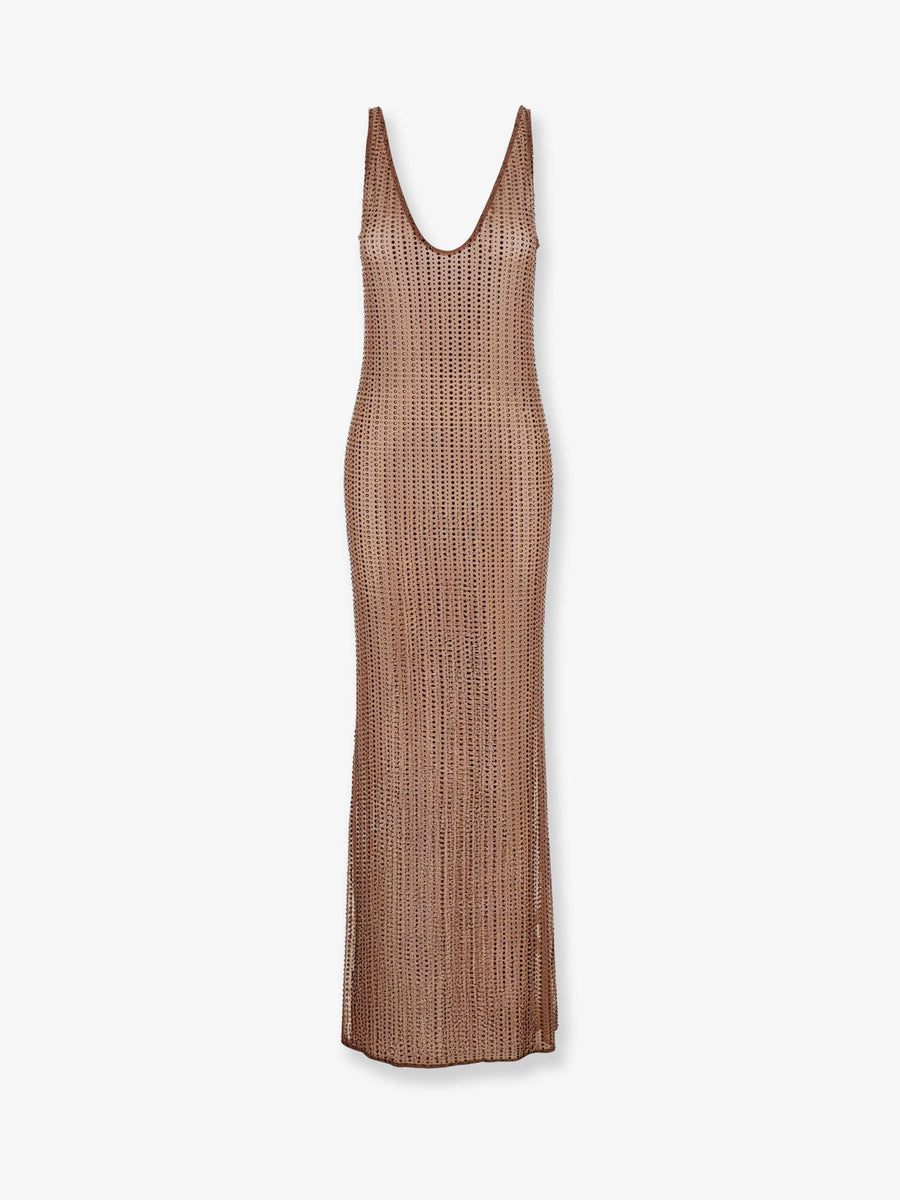 Crystal Maxi Dress Brown Polyamide