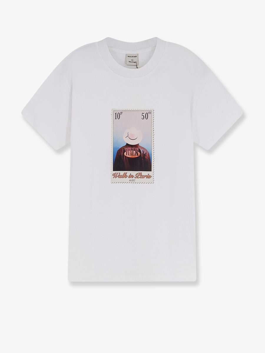 Cotton T-Shirt With Leather Jacket Print White T-shirts