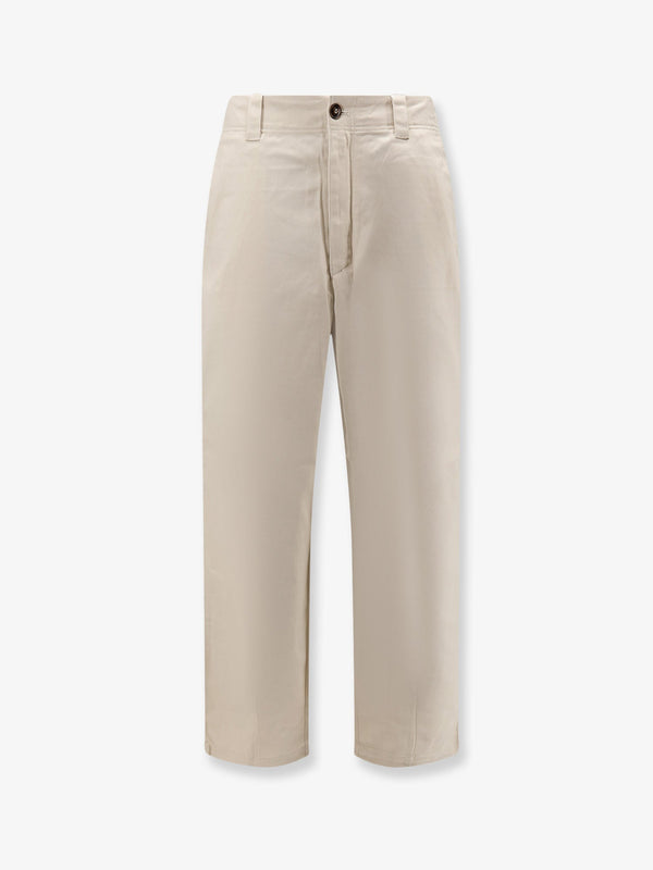 Denim Trousers Beige Cotton