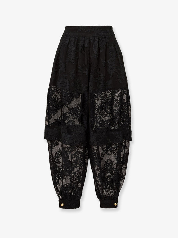 Harem Pant Luna Lace Black Polyester Trousers