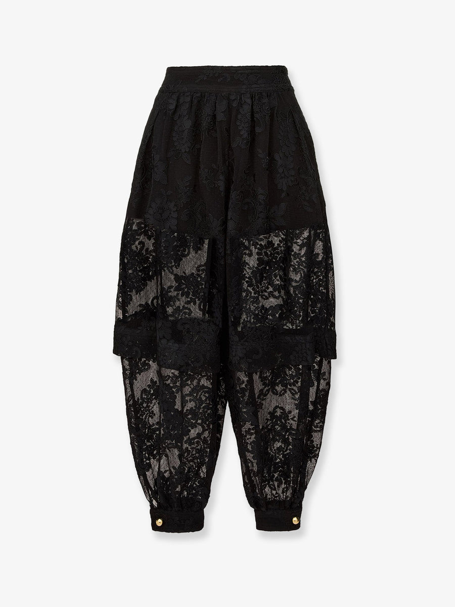 Harem Pant Luna Lace Black Polyester Trousers