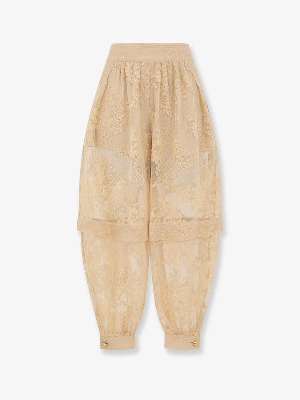 Harem Pant Luna Lace Beige Polyester Trousers