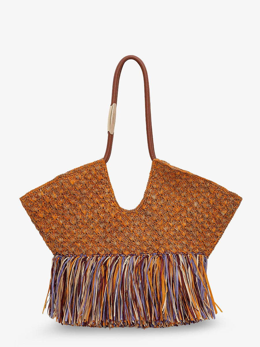 Shoulder Bag Golden Time Orange Raffia