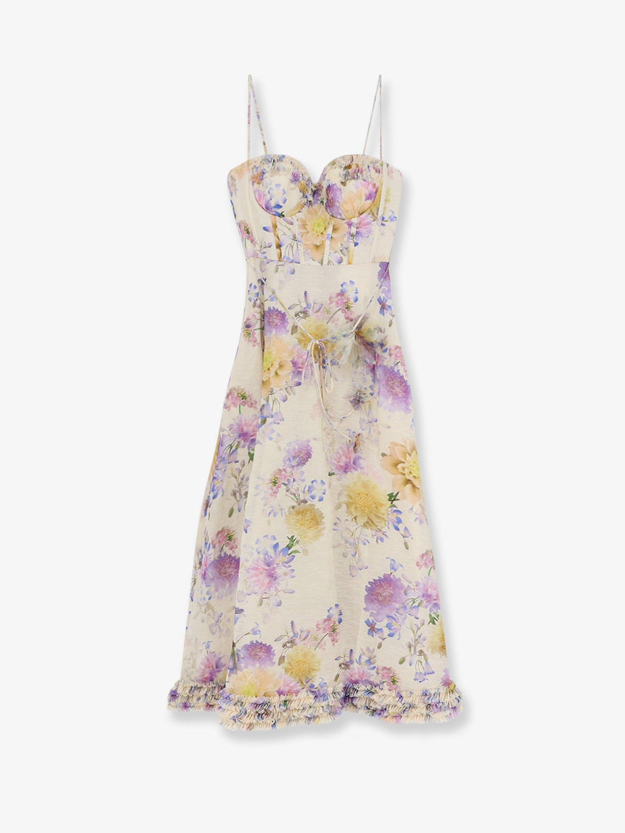 Dress Luna Silk-Linen Midi Beige