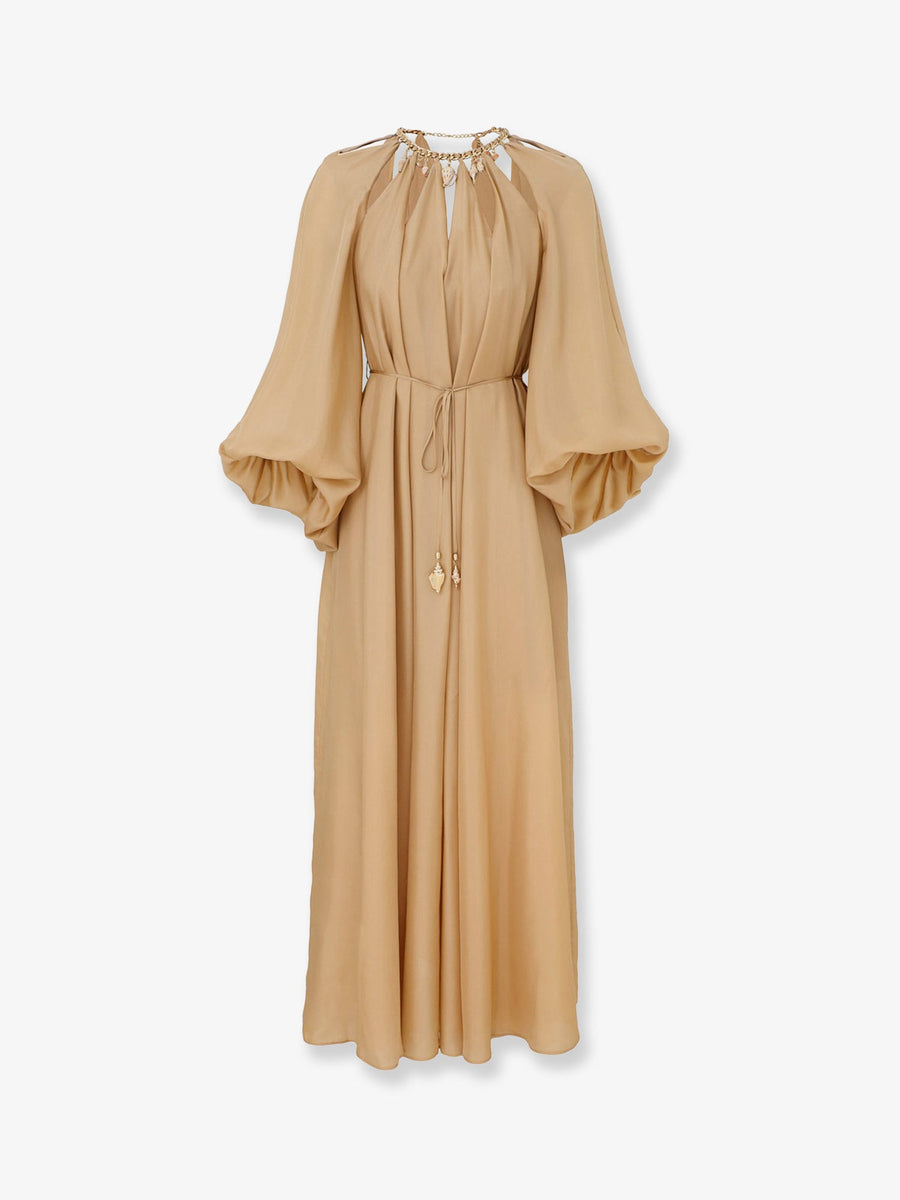 Long Silk Dress Mahon Beige