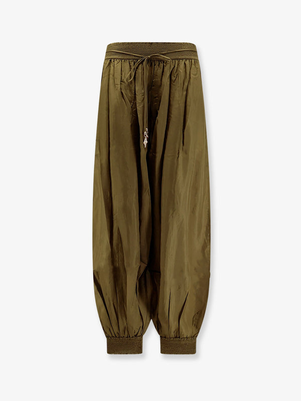 Harem Pants Green Silk Trousers