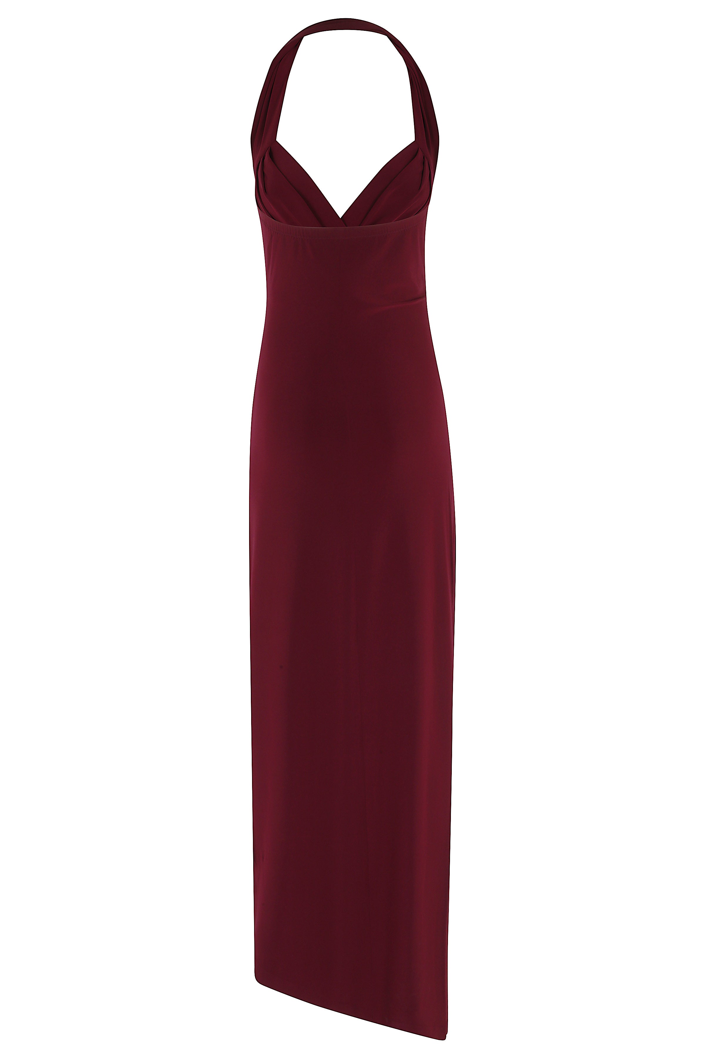 Halter Sweetshirt Side Drape Gown Red Poliestere Elastane Abito