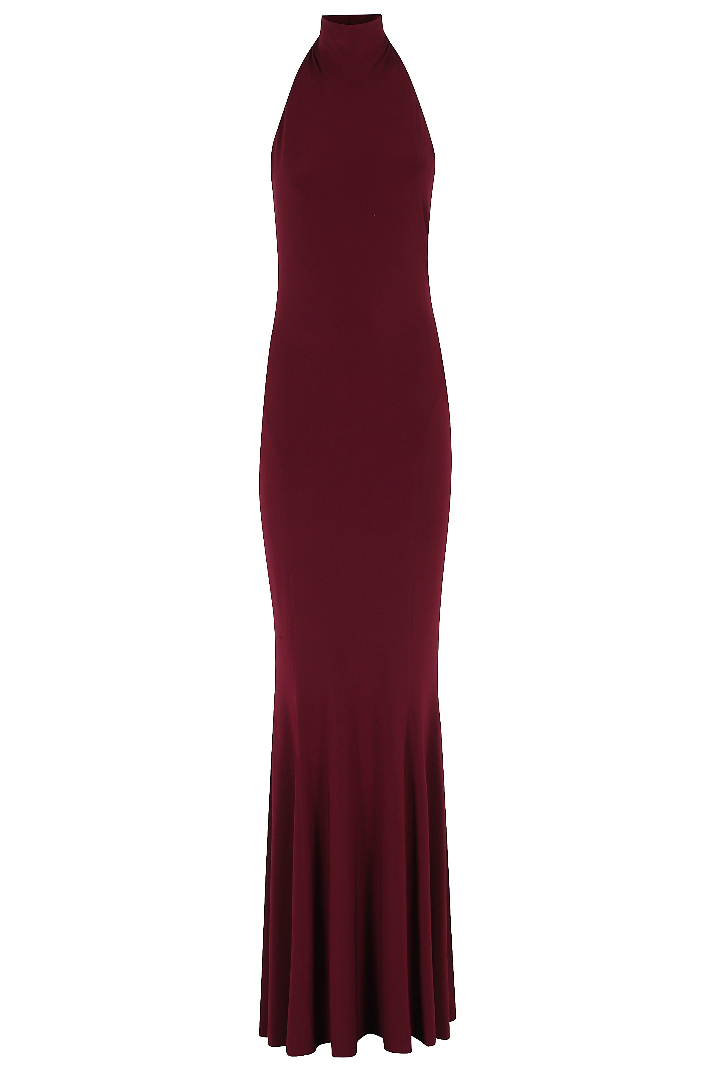 Halter Turtle Fishtail Gown Red Polyester Elastane Abito