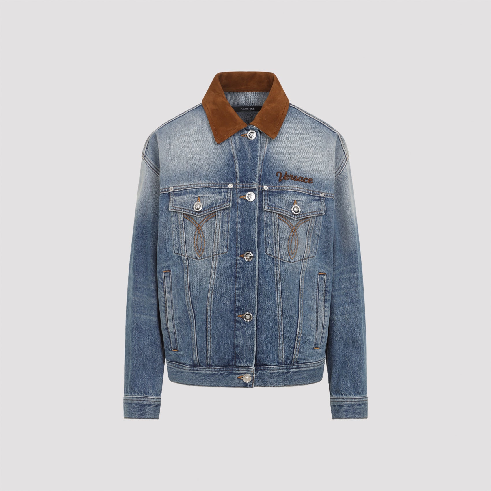 Denim Stone Wash Blouson Blue Cotton Jacket