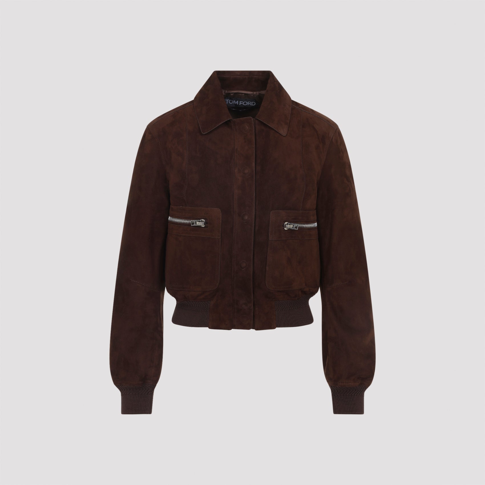 Lamb Suede Bomber Jacket Brown Leather