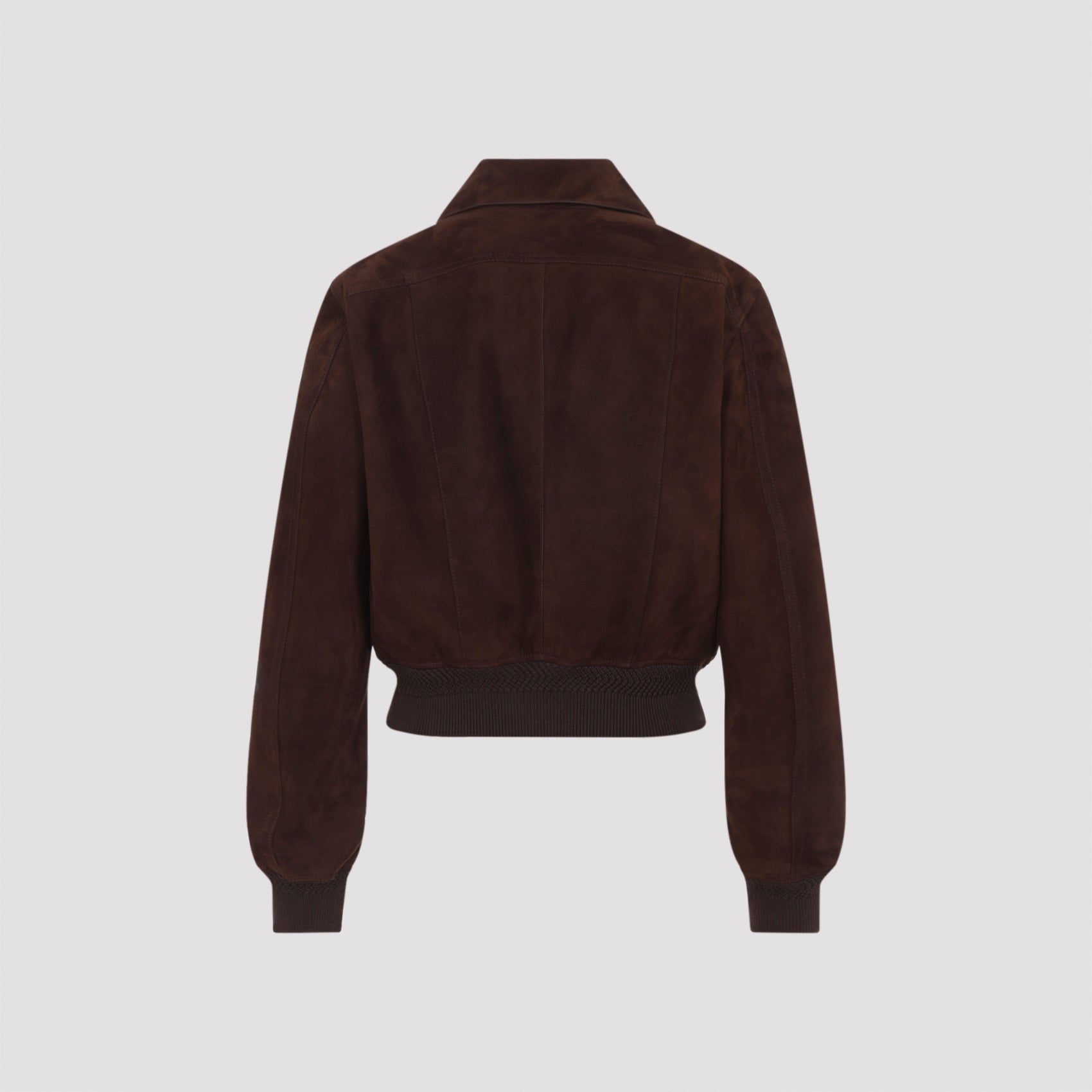 Lamb Suede Bomber Jacket Brown Leather