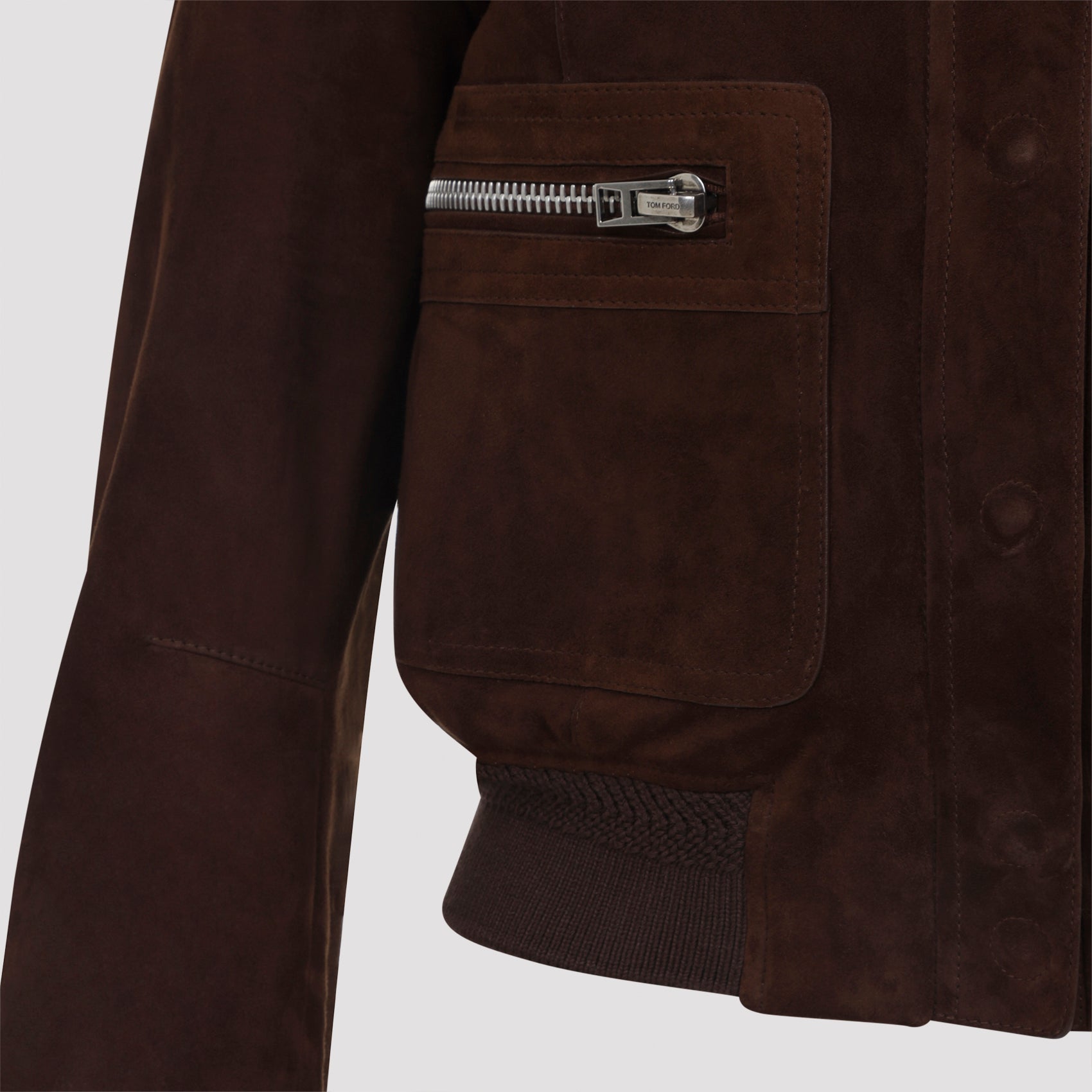 Lamb Suede Bomber Jacket Brown Leather