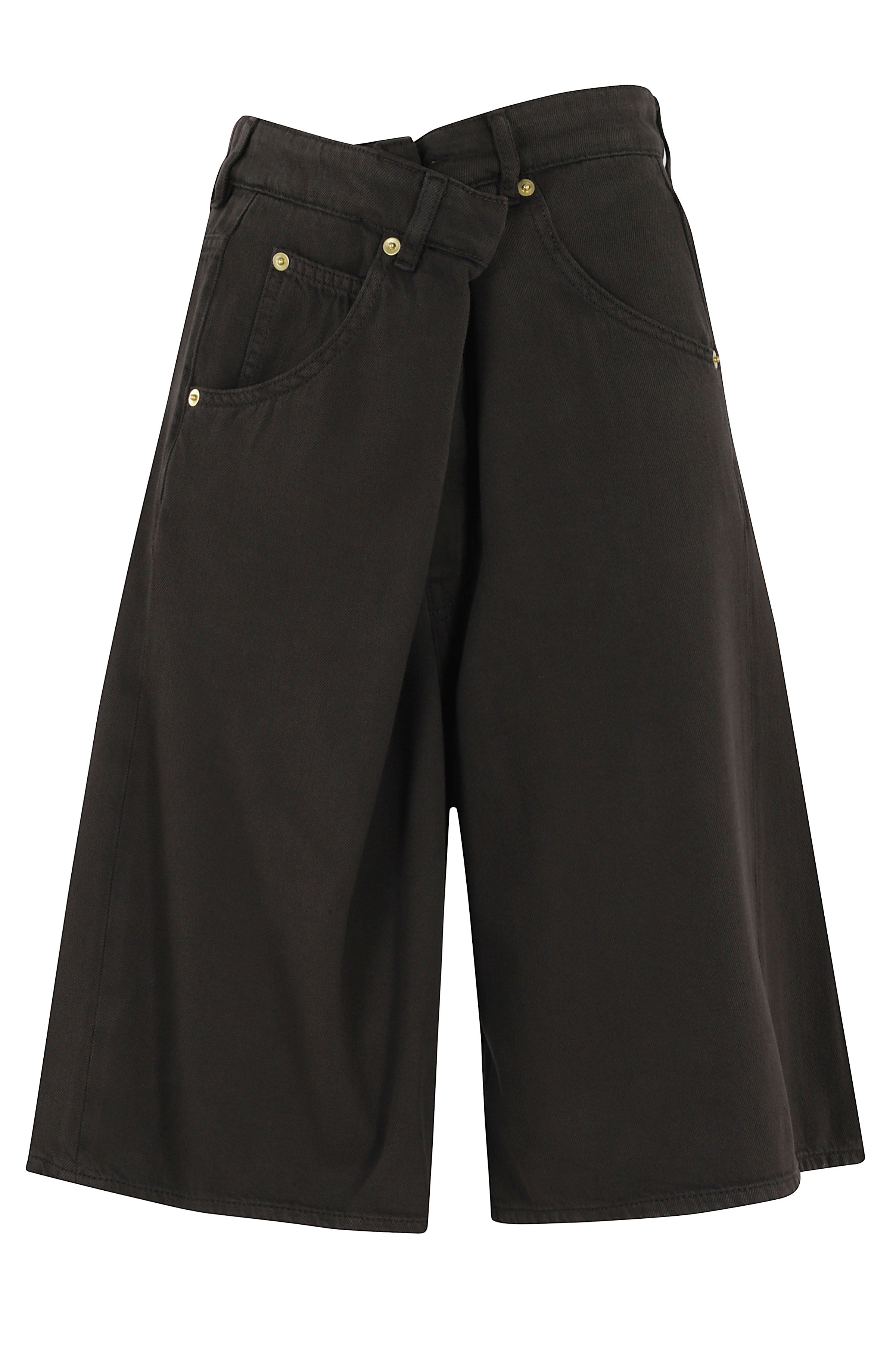 Ines Fold Over Tencel Shorts Brown Cotton