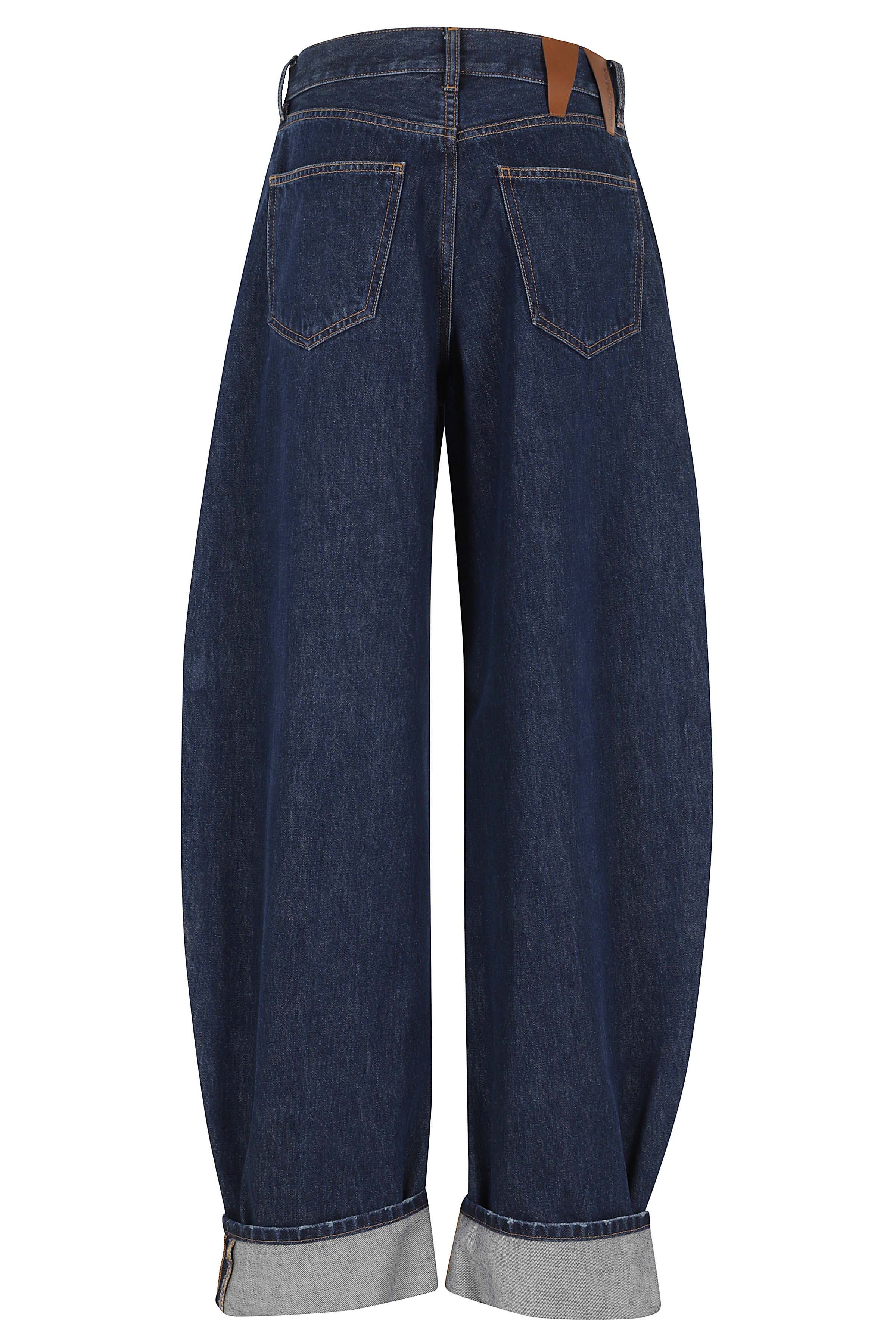 Khris Barrel Leg Denim Blue Cotton Pantaloni