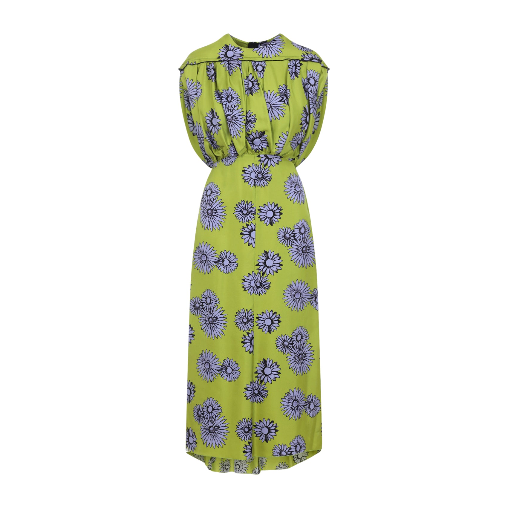 Printed Draped Top Dress Green Silk