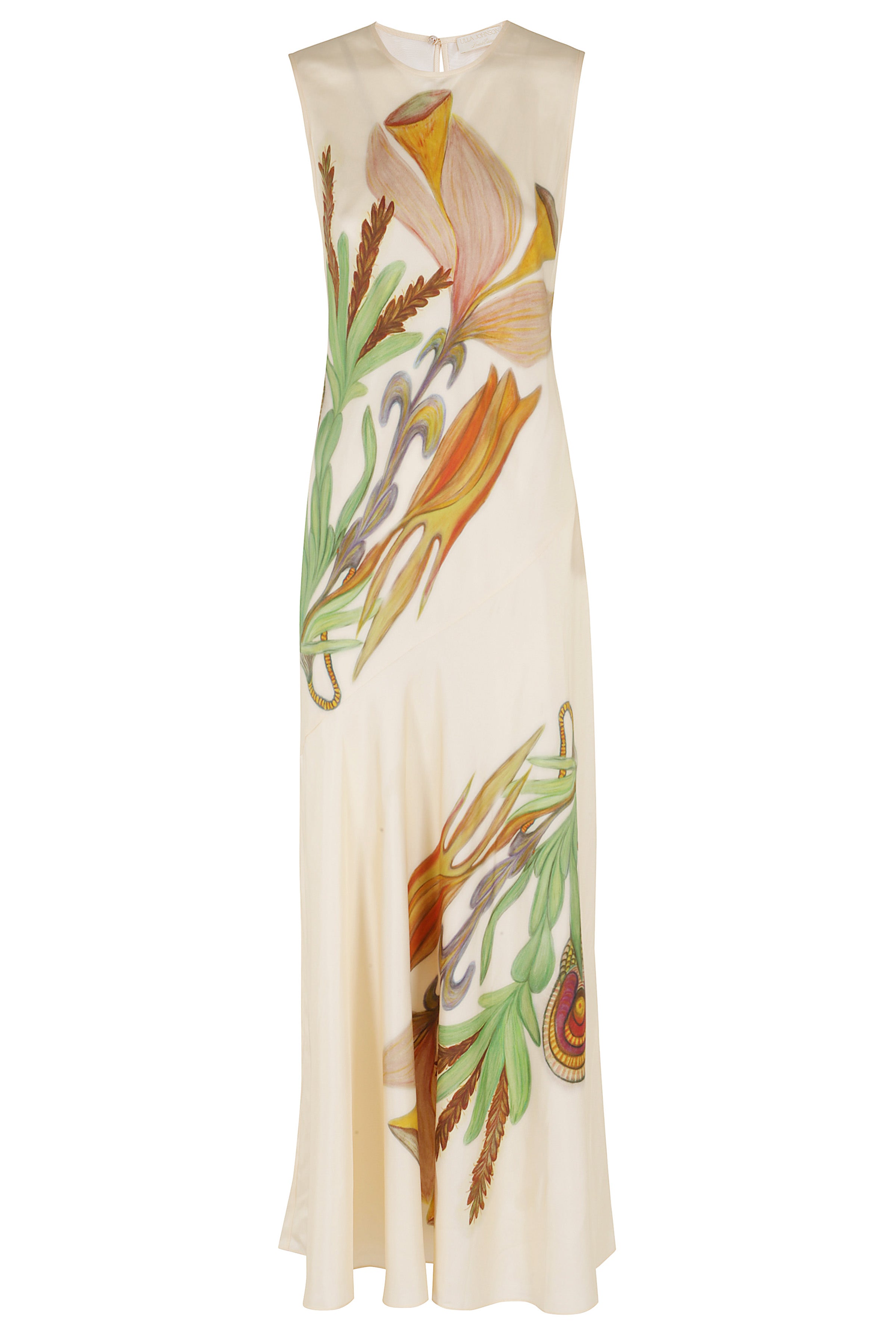 Gaea Sl Midi Dress Nude & Neutrals Silk Abito
