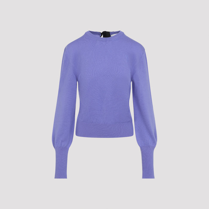 Gros Grain Detail Jumper Blue Wool Polyamide Viscose Sweater