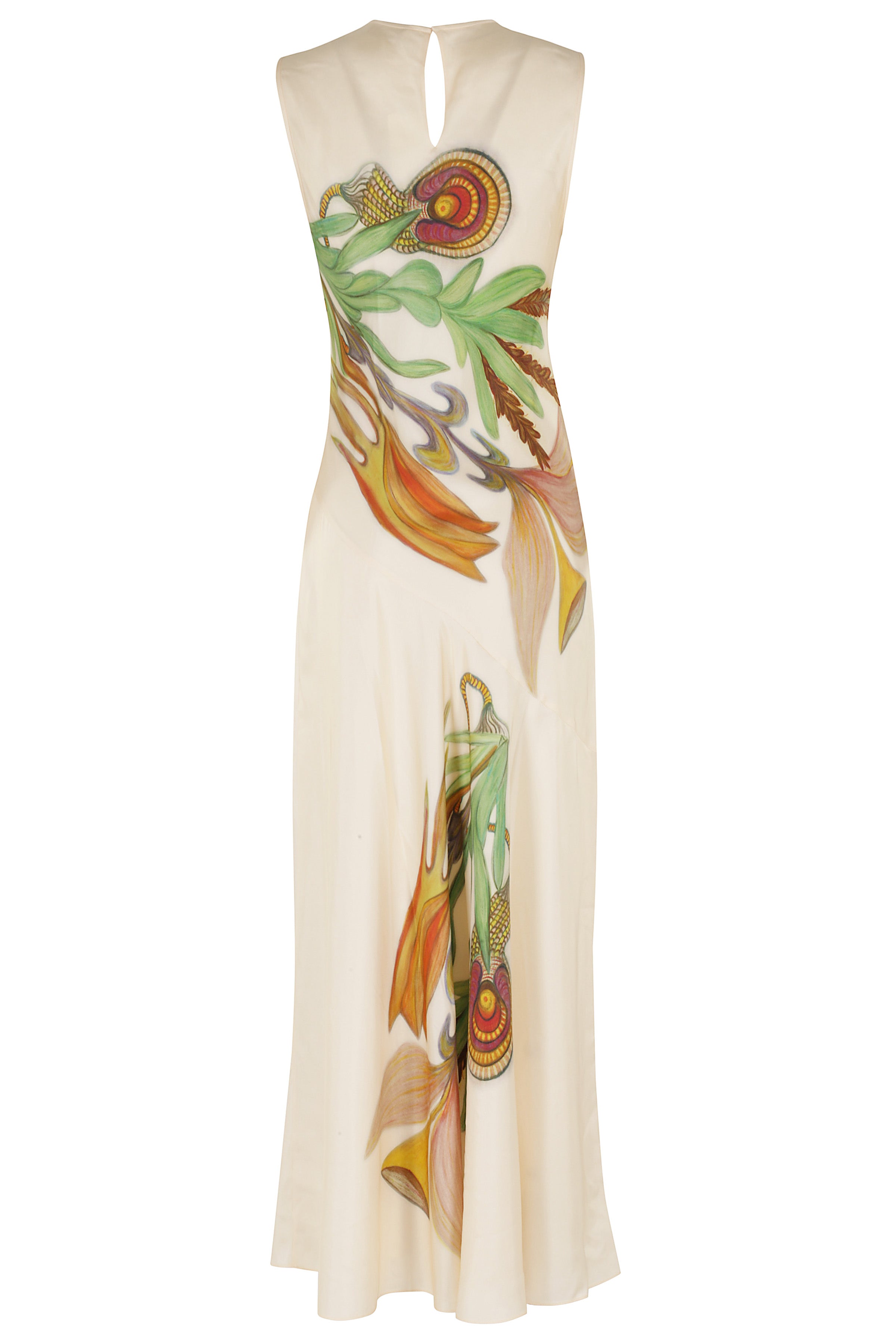 Gaea Sl Midi Dress Nude & Neutrals Silk Abito