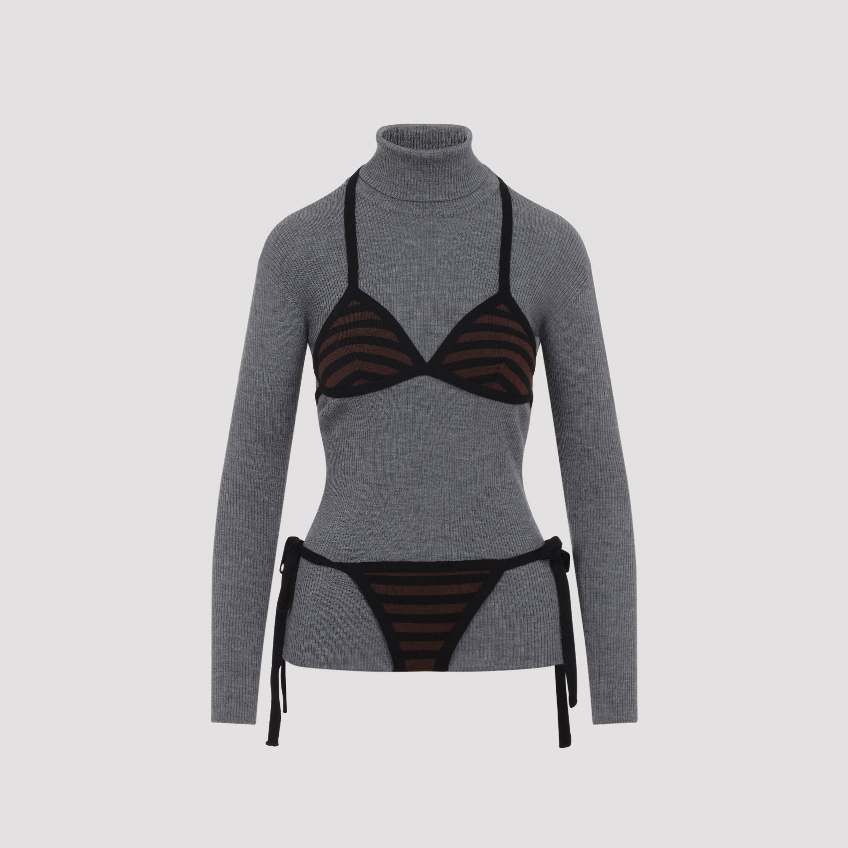 Turtleneck Grey Virgin Wool Sweater
