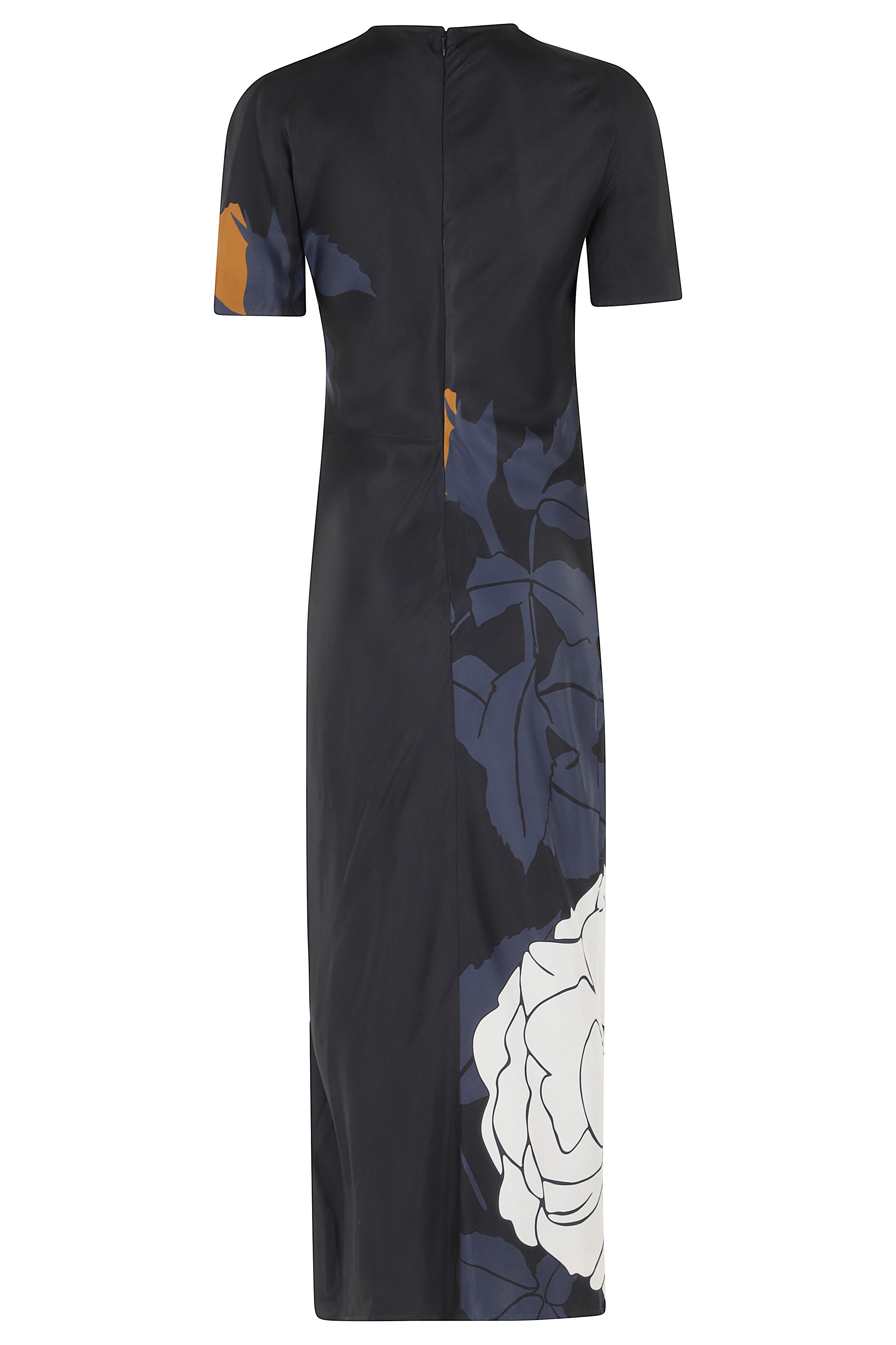 Split Hem Detail Midi Dress Blue Viscose Abito
