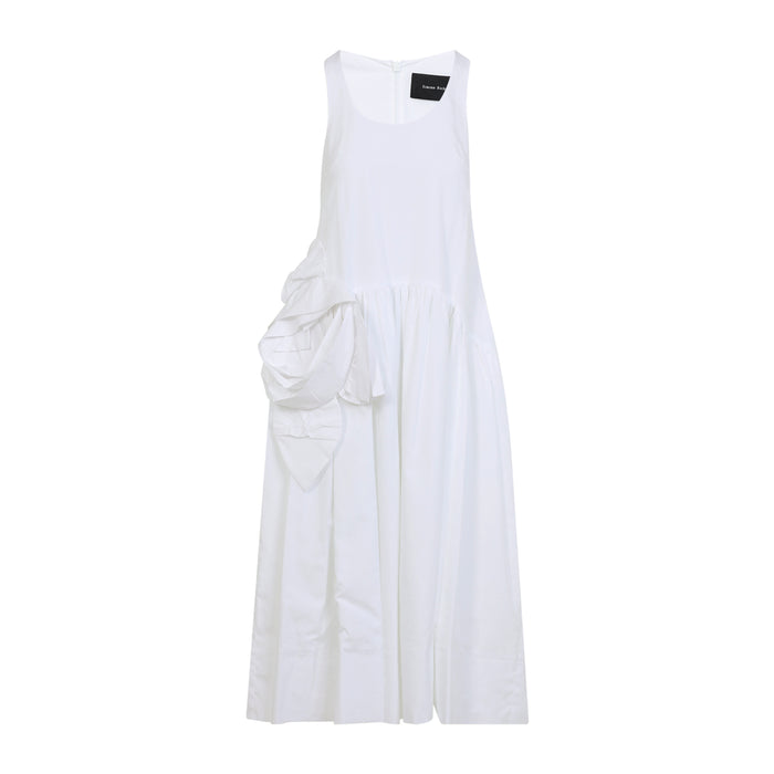 Rosette Tapered Dress White Cotton
