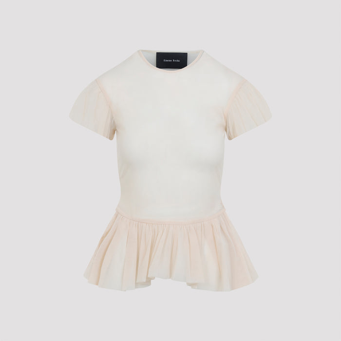 Sheer Ballet Peplum Top Nude & Neutrals Polyamide Elastan