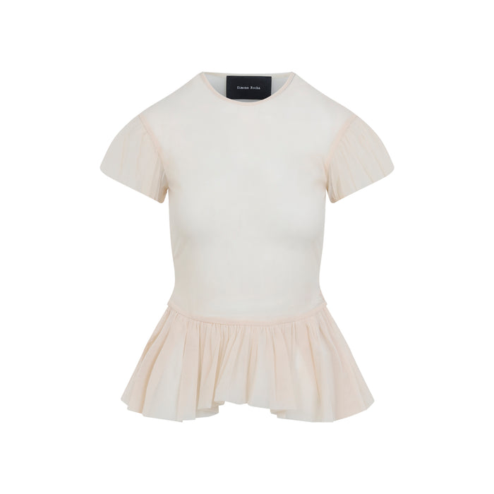 Sheer Ballet Peplum Top Nude & Neutrals Polyamide Elastan