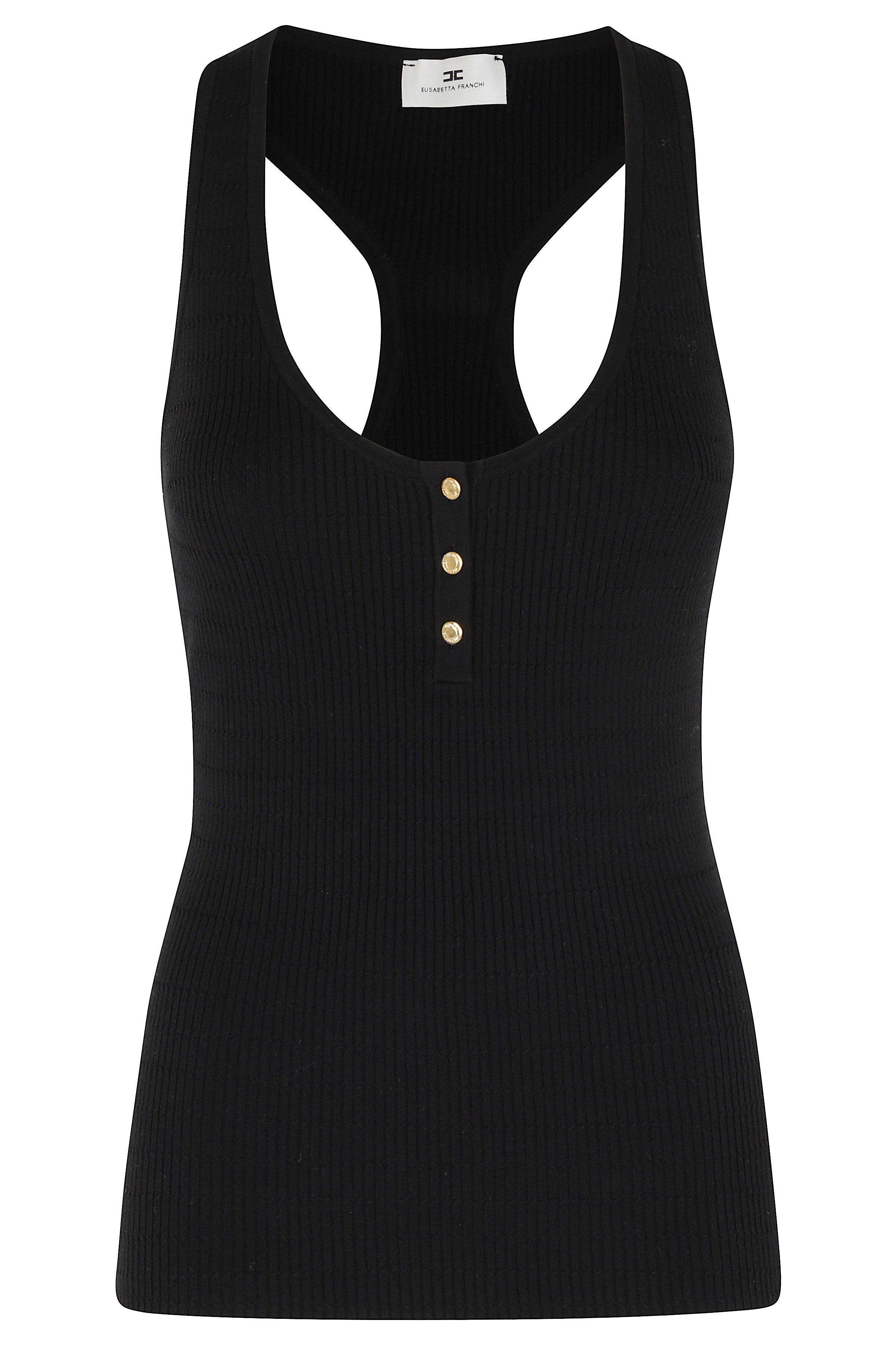 Top Tricot Black Lyocell Poliammide Seta Tops