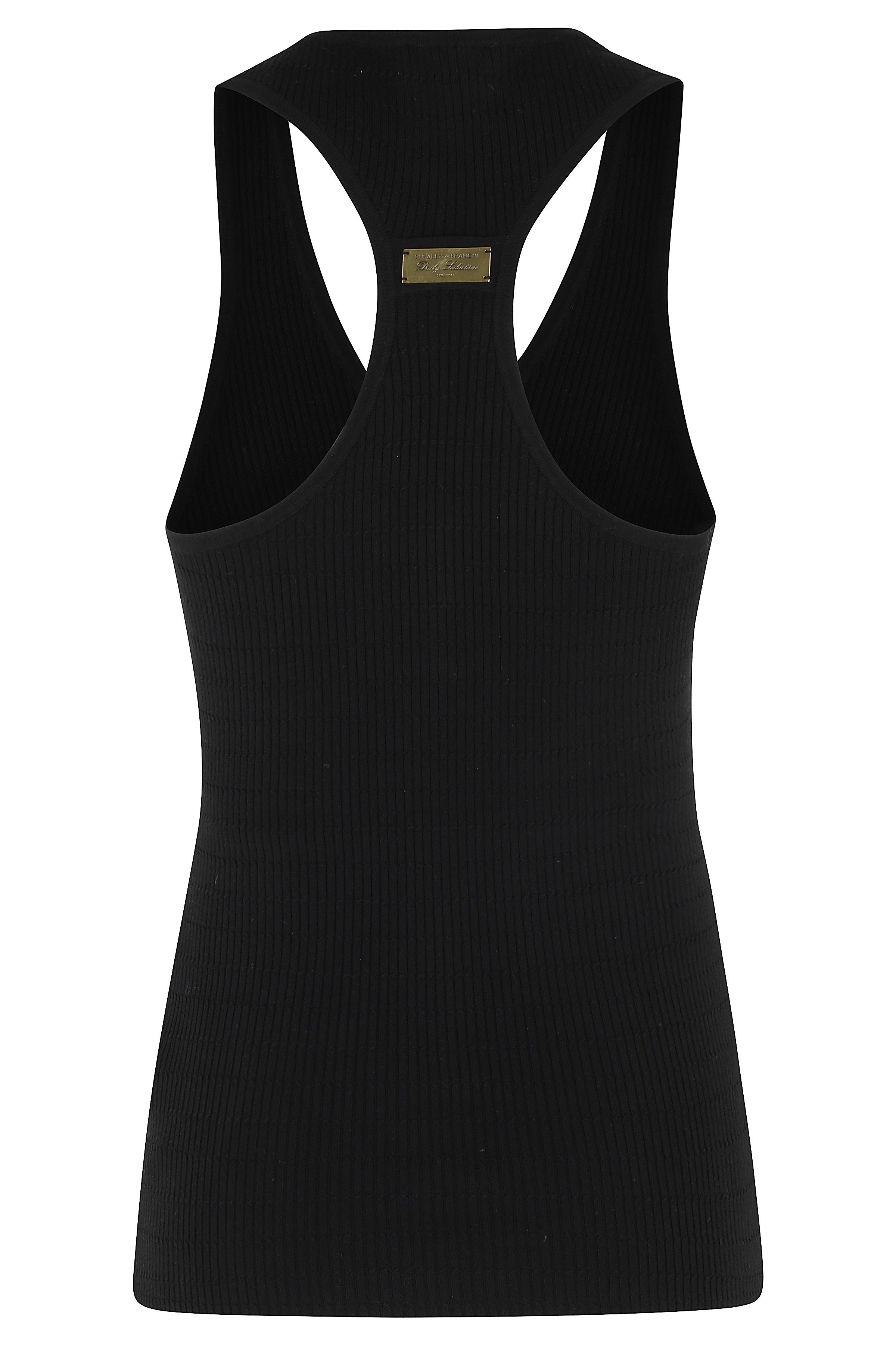 Top Tricot Black Lyocell Poliammide Seta Tops
