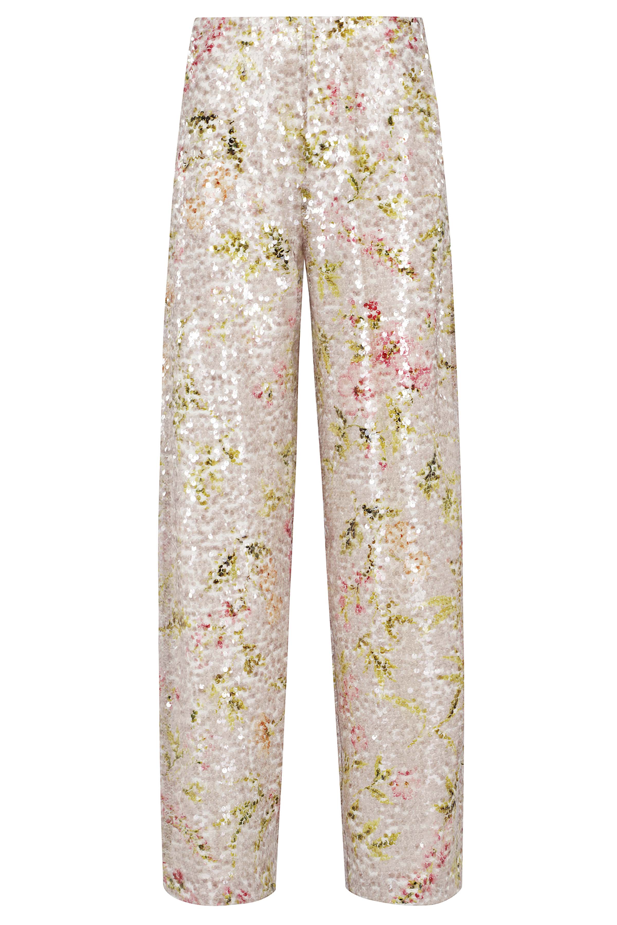 Paillettes Stampata Multicolour Poliestere Pantaloni