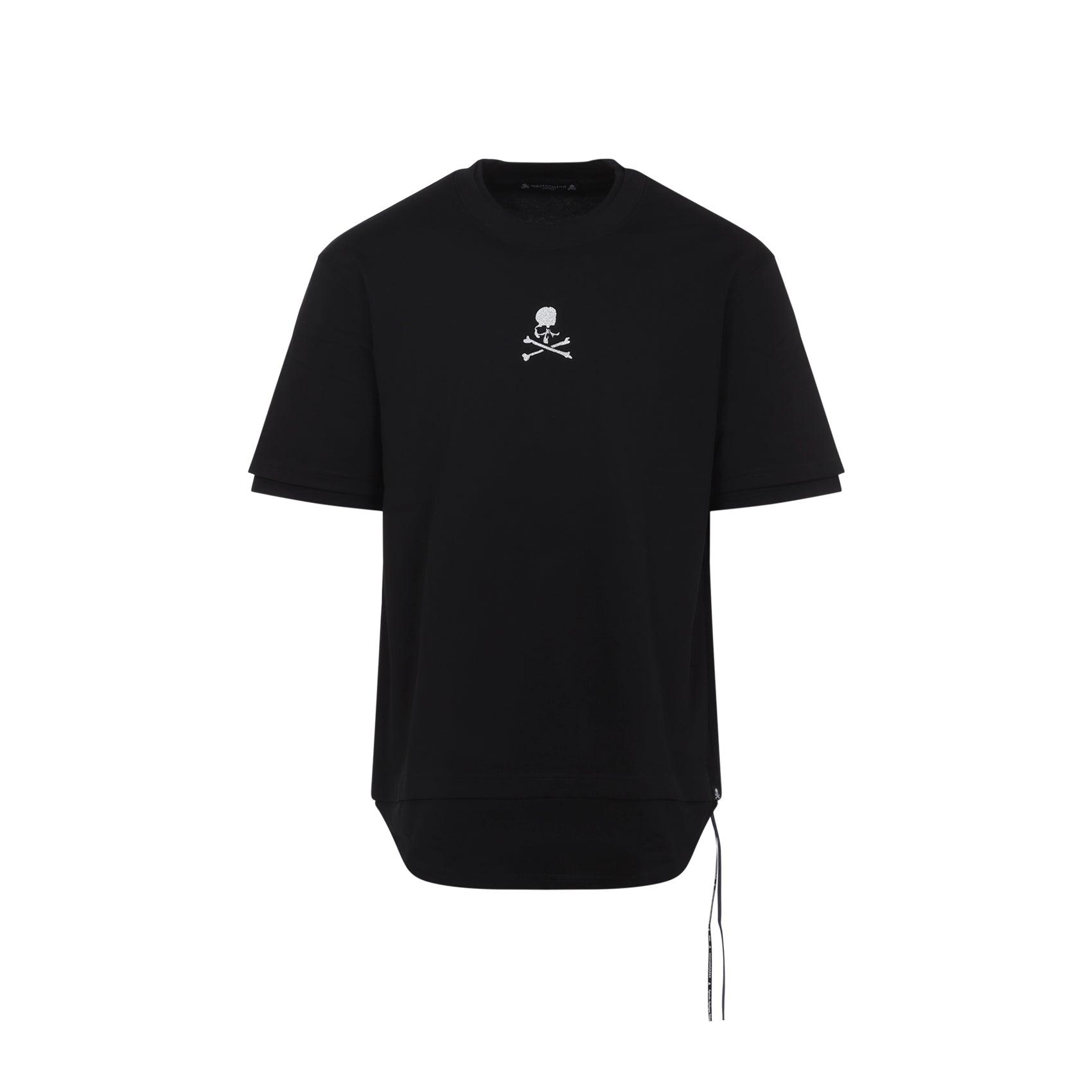 Layered Short Sleeves Tee Black Cotton Tshirt