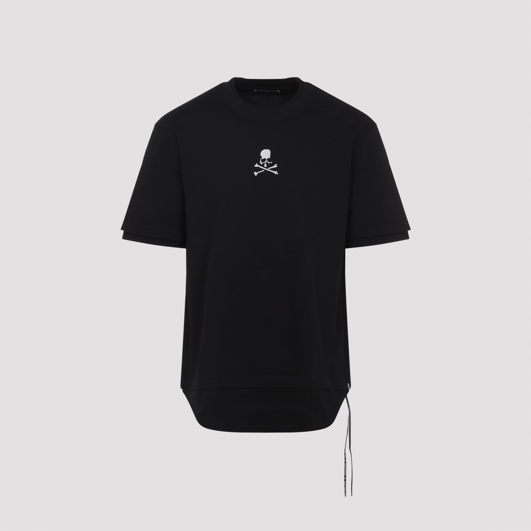 Layered Short Sleeves Tee Black Cotton Tshirt