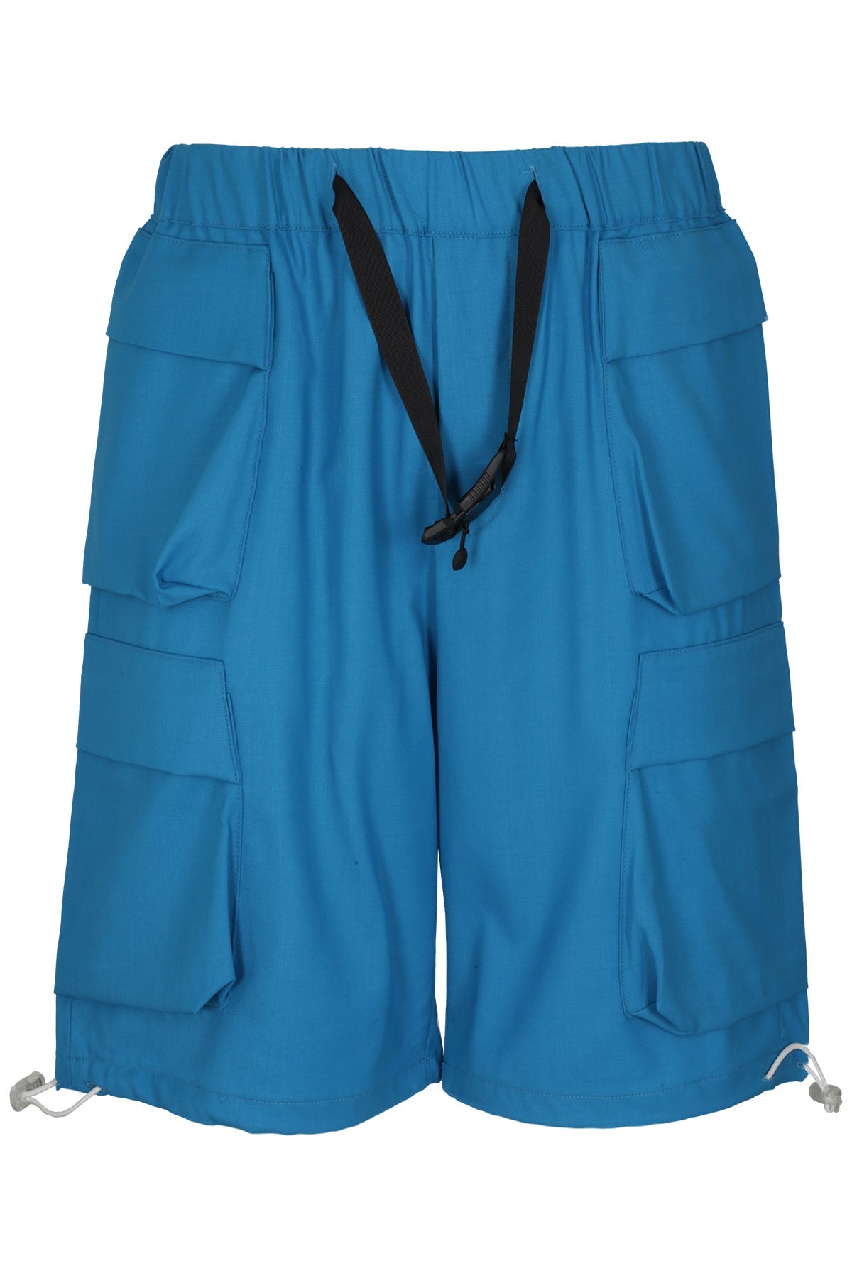 Cargo Fit Short Blue Lana Vergine Elastan