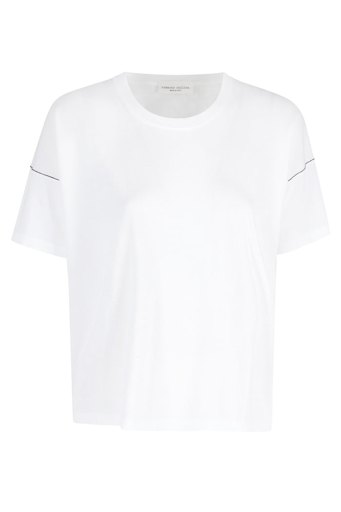 Girocollo Mc Con Contrasto White Cotone T-shirt