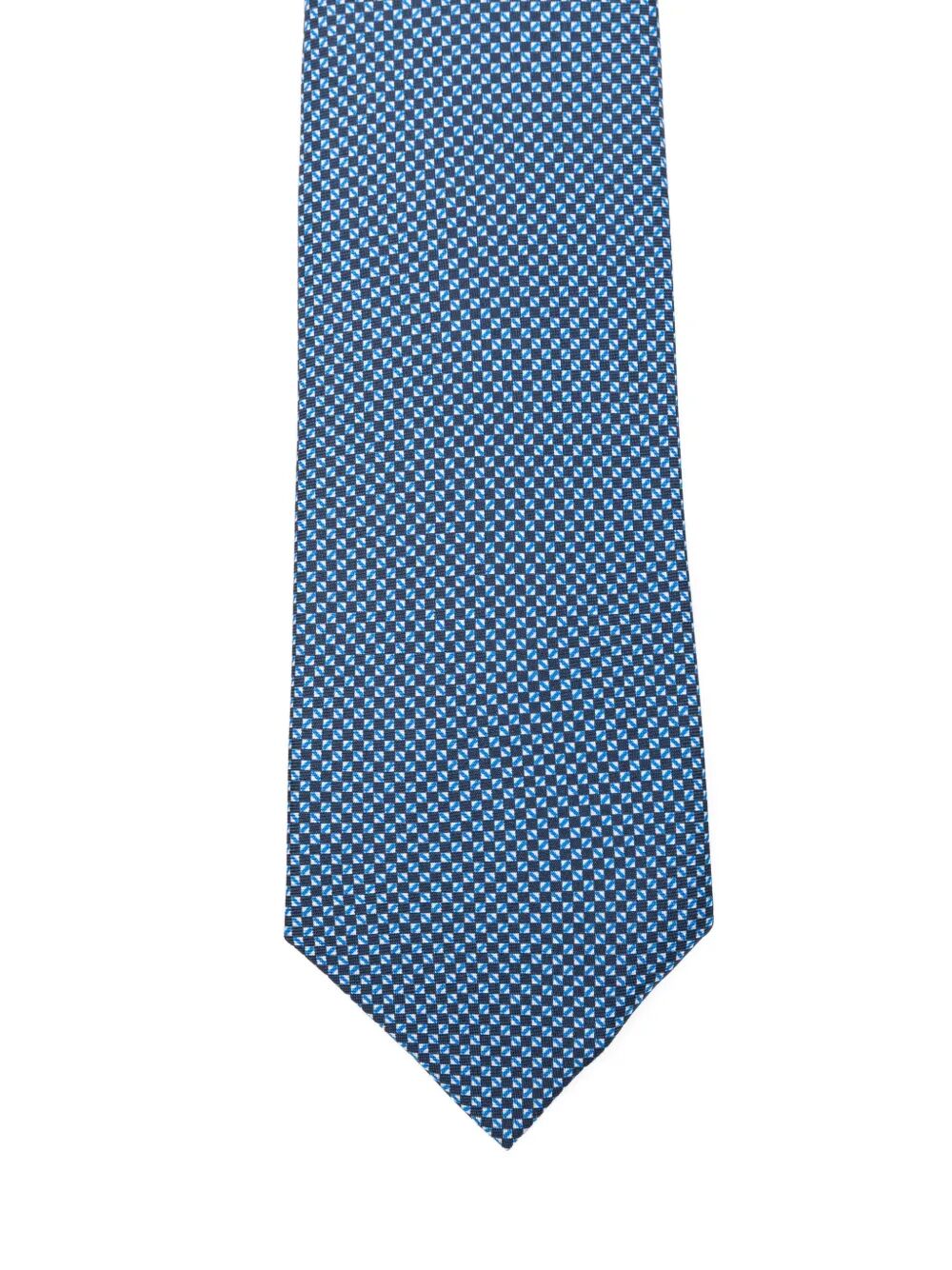 7 Folds Tie Blue Silk