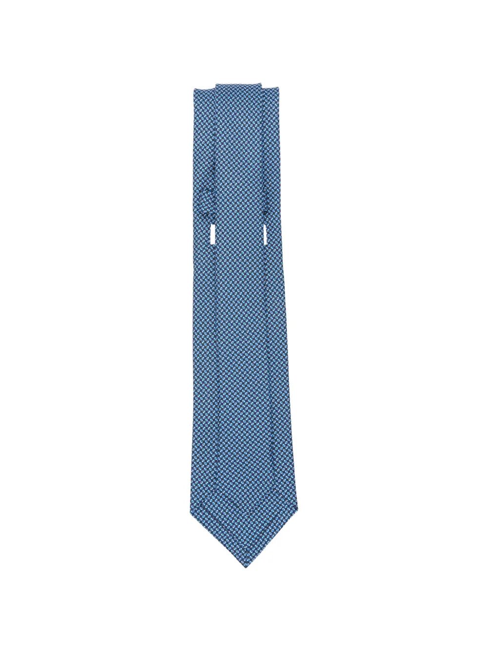 7 Folds Tie Blue Silk