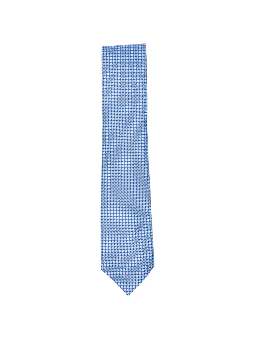 7 Folds Tie Blue Silk