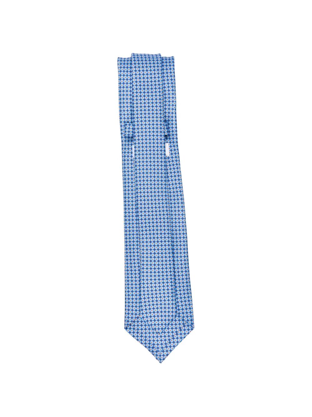 7 Folds Tie Blue Silk