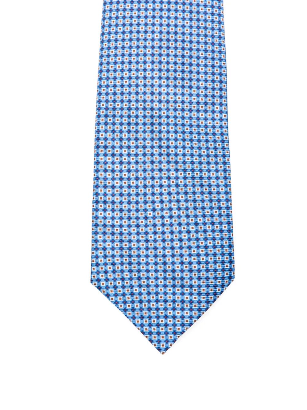 7 Folds Tie Blue Silk