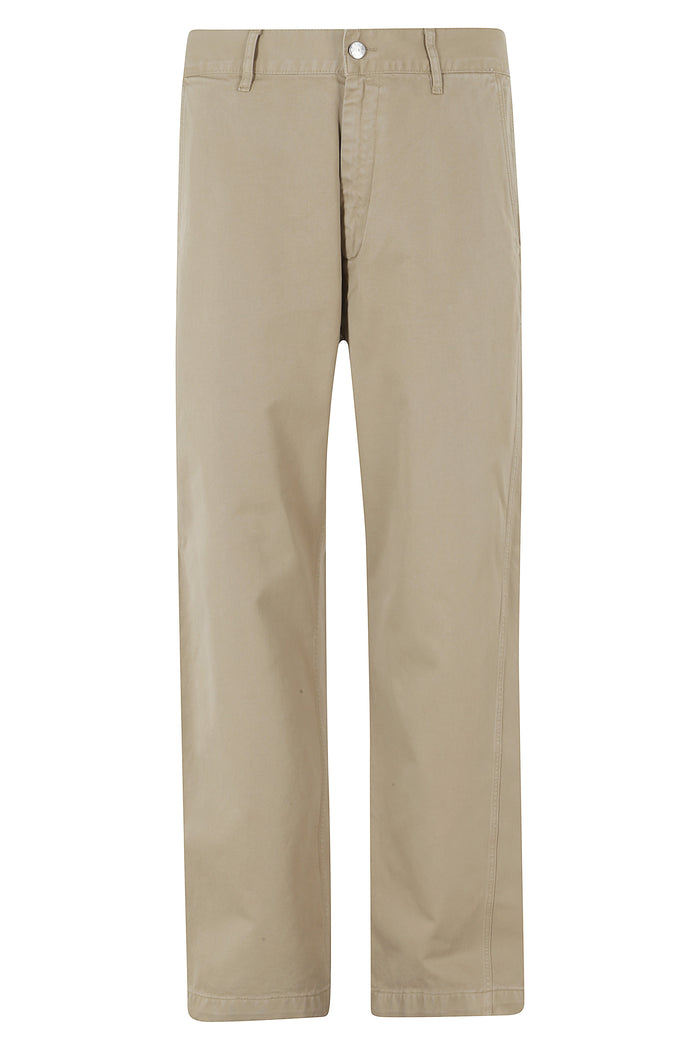 Wide Twist Chino Green Cotone Pantaloni