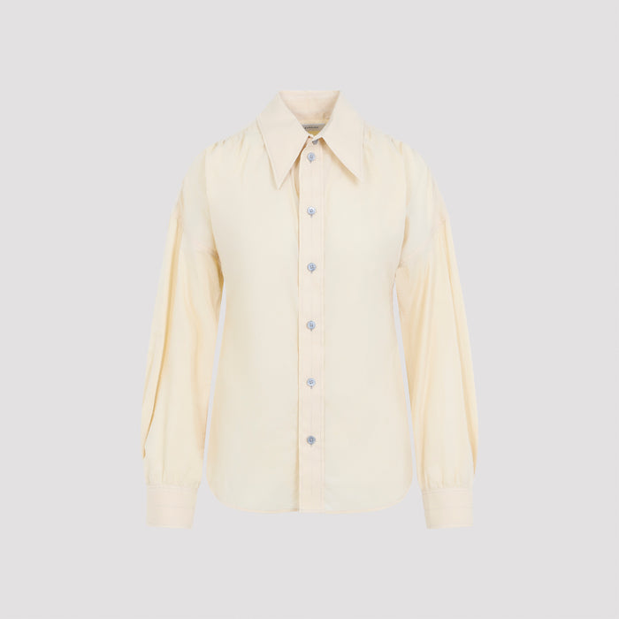 Pointed Collar Shirt Yellow & Orange Cotton