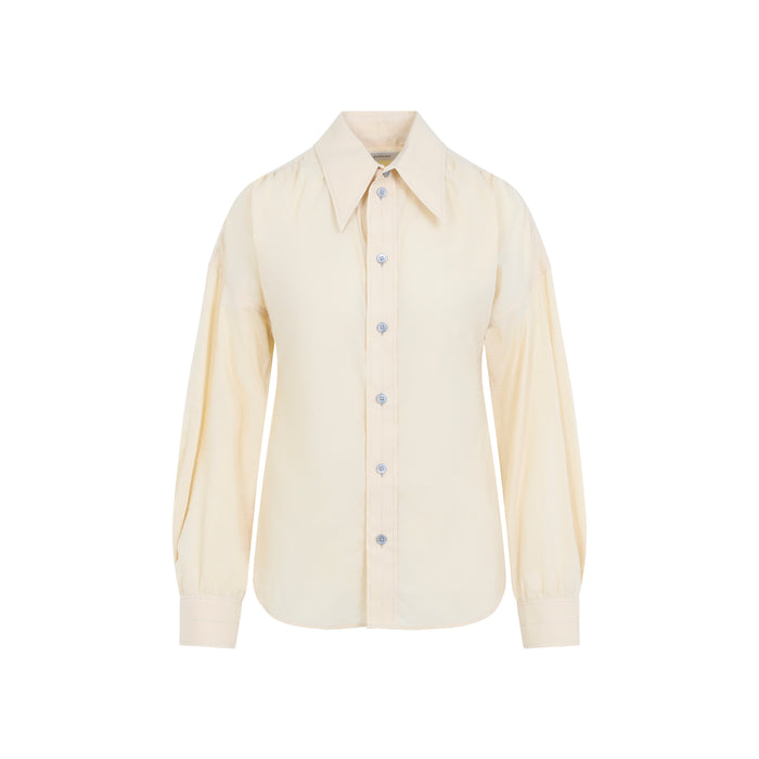 Pointed Collar Shirt Yellow & Orange Cotton