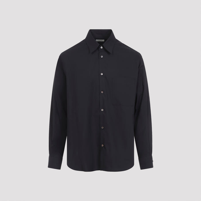 Regular Shirt Blue Cotton Silk
