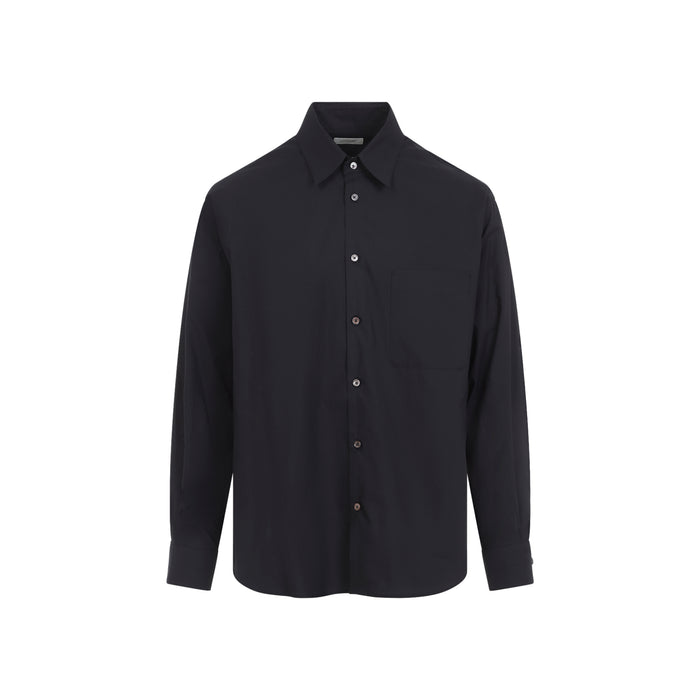 Regular Shirt Blue Cotton Silk