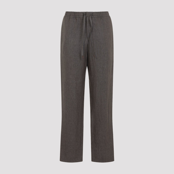 Drawstring Linen Pants Brown
