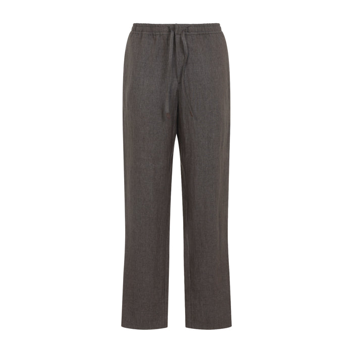 Drawstring Linen Pants Brown